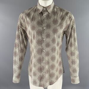 MR TURK Size M White Black Red Geometric Cotton Blend Long Sleeve Shirt